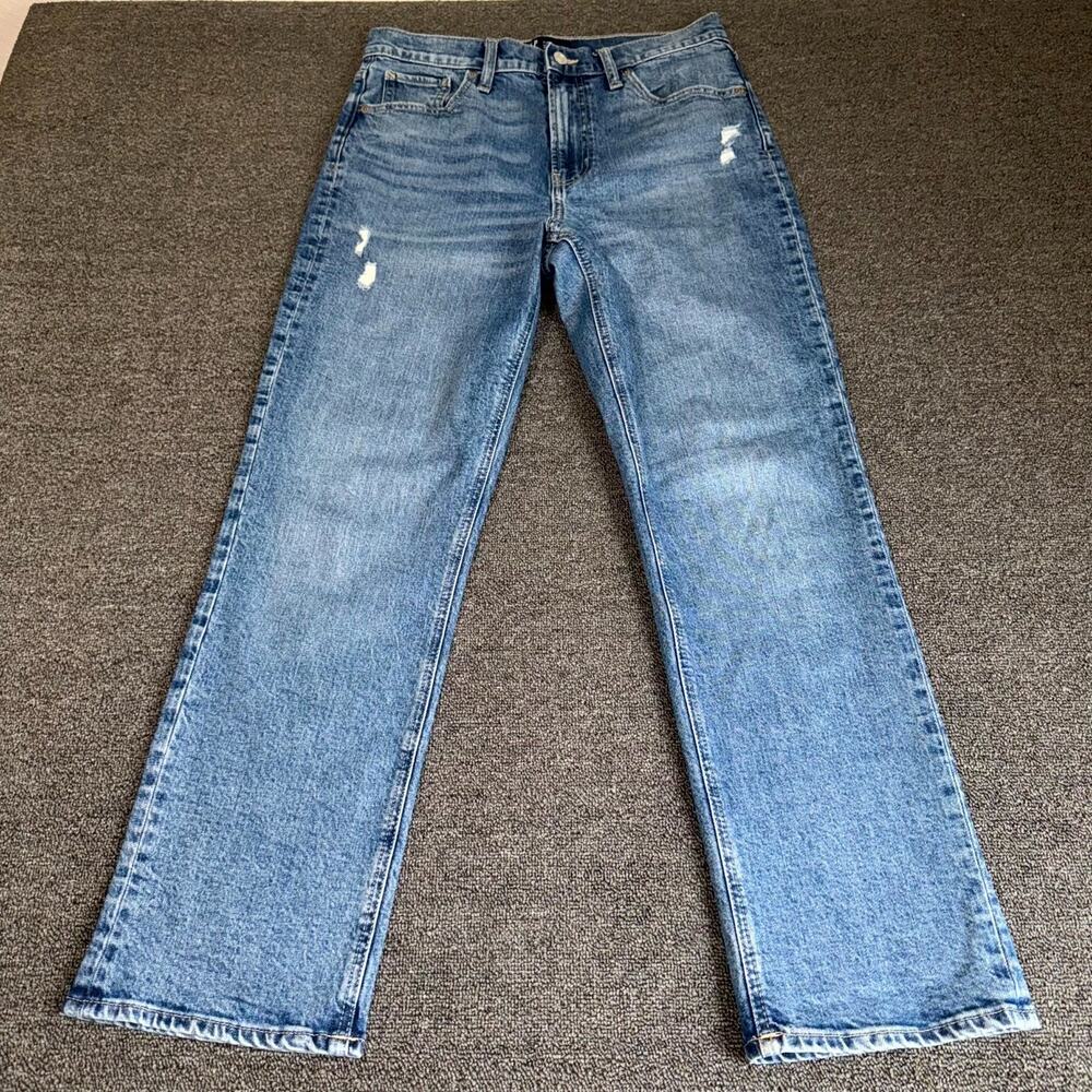 Gap Denim High Rise Straight Jeans Women's 8/29R Blue Medium Wash Distressed
